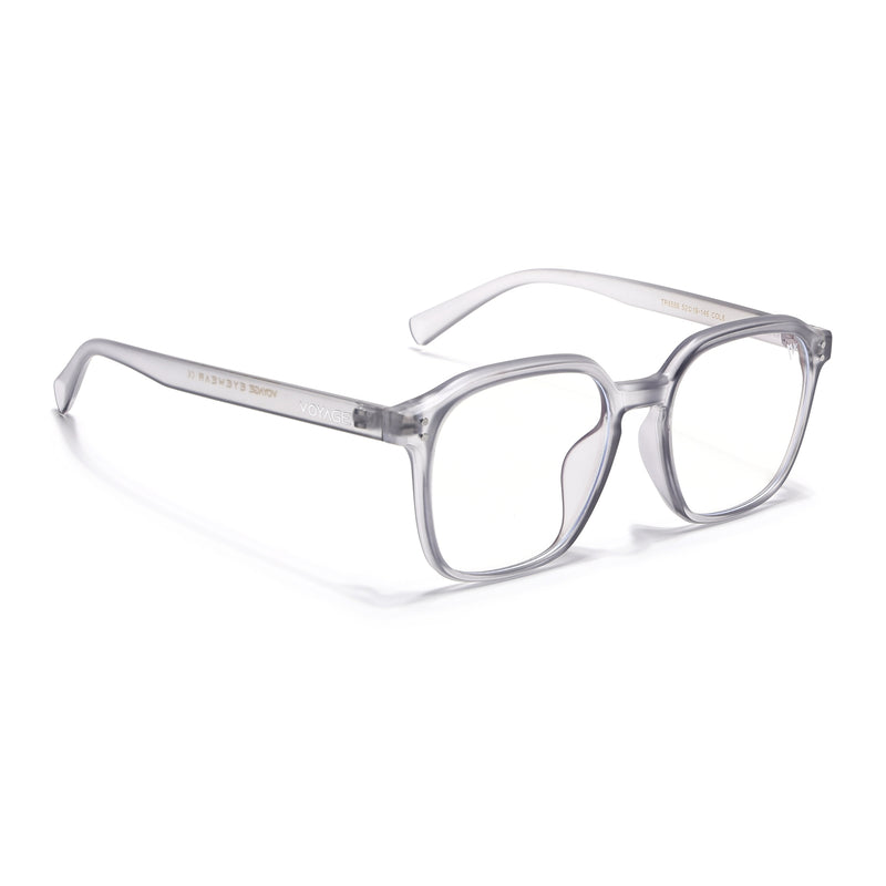 Voyage Air Transparent Grey Square Eyeglasses for Men & Women (TR8588MG4868-C3)