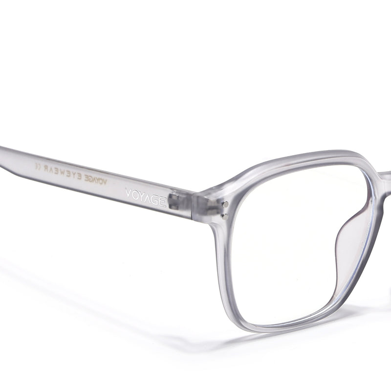 Voyage Air Transparent Grey Square Eyeglasses for Men & Women (TR8588MG4868-C3)