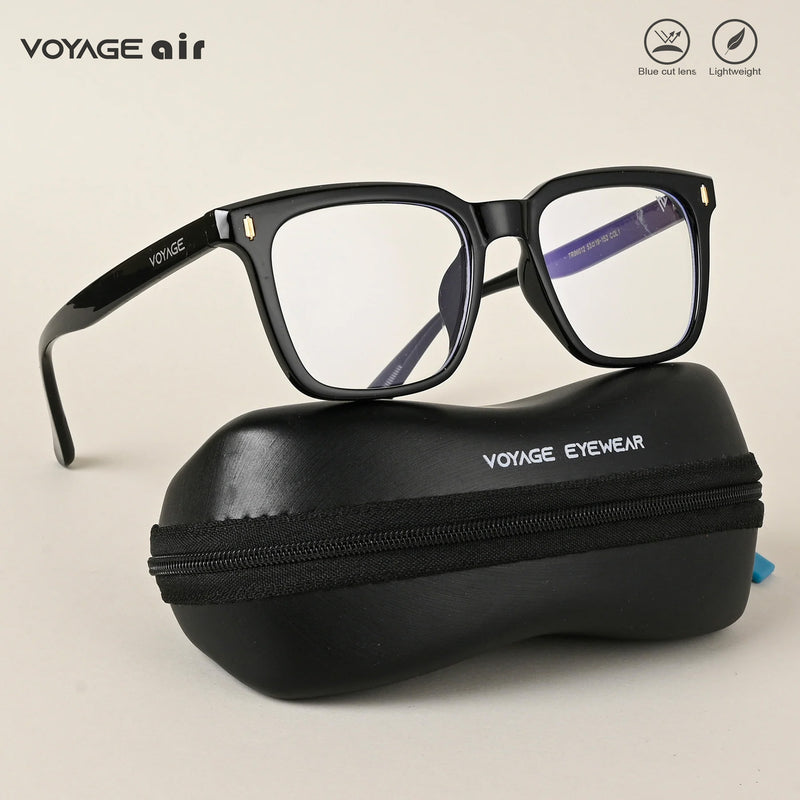 Voyage Air Shine Black Square Eyeglasses for Men & Women (TR86012MG4843-C1)