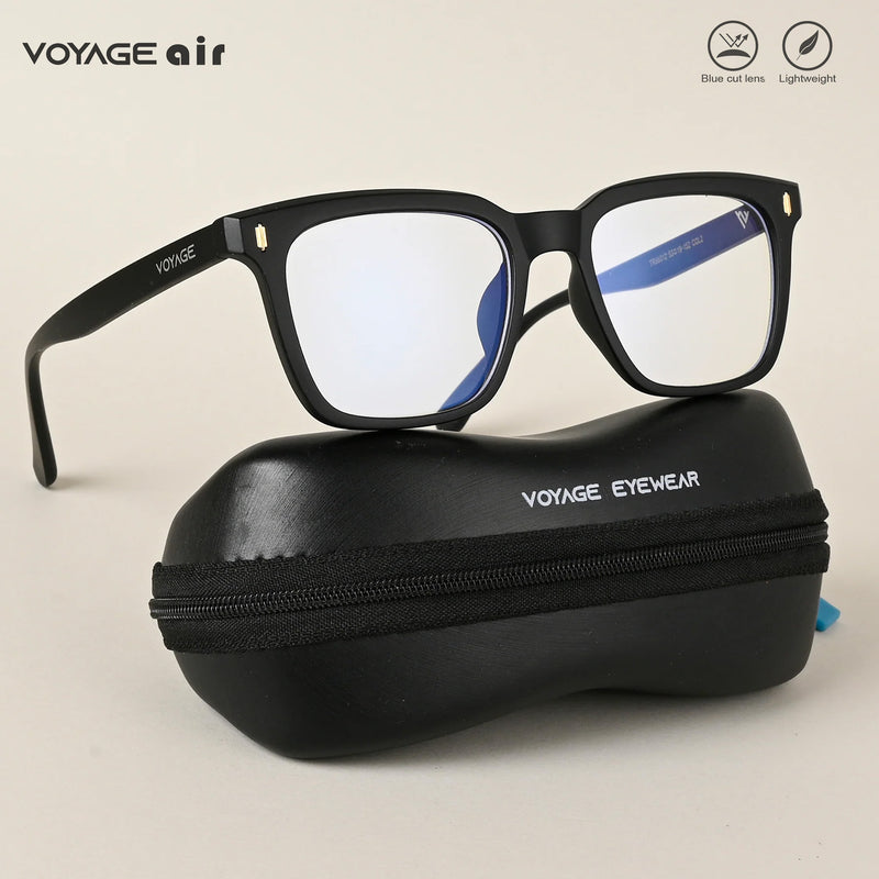 Voyage Air Matt Black Square Eyeglasses for Men & Women (TR86012MG4844-C2)