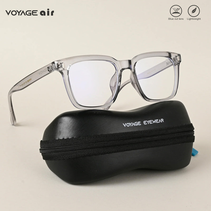 Voyage Air Transparent Grey Square Eyeglasses for Men & Women (TR86012MG4846-C4)