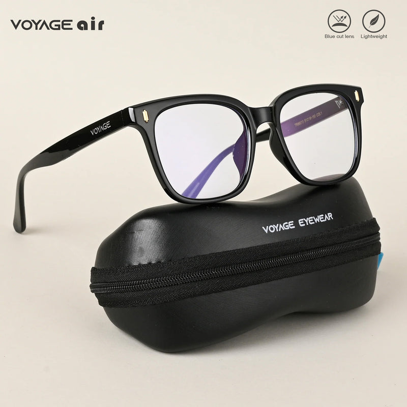 Voyage Air Shine Black Square Eyeglasses for Men & Women (TR86013MG4849-C1)