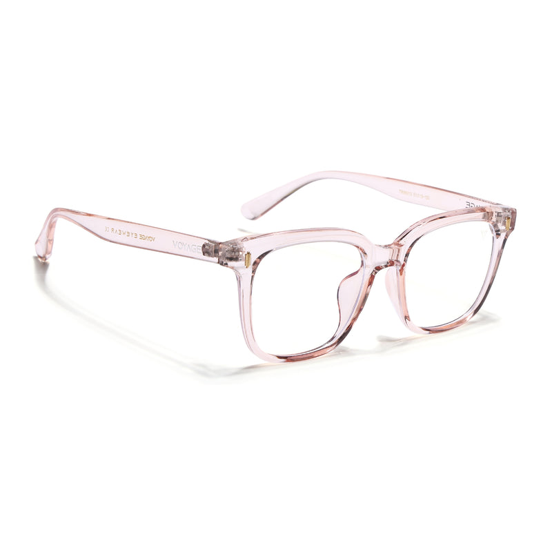 Voyage Air Transparent Pink Square Eyeglasses for Men & Women (TR86013MG4854-C5)