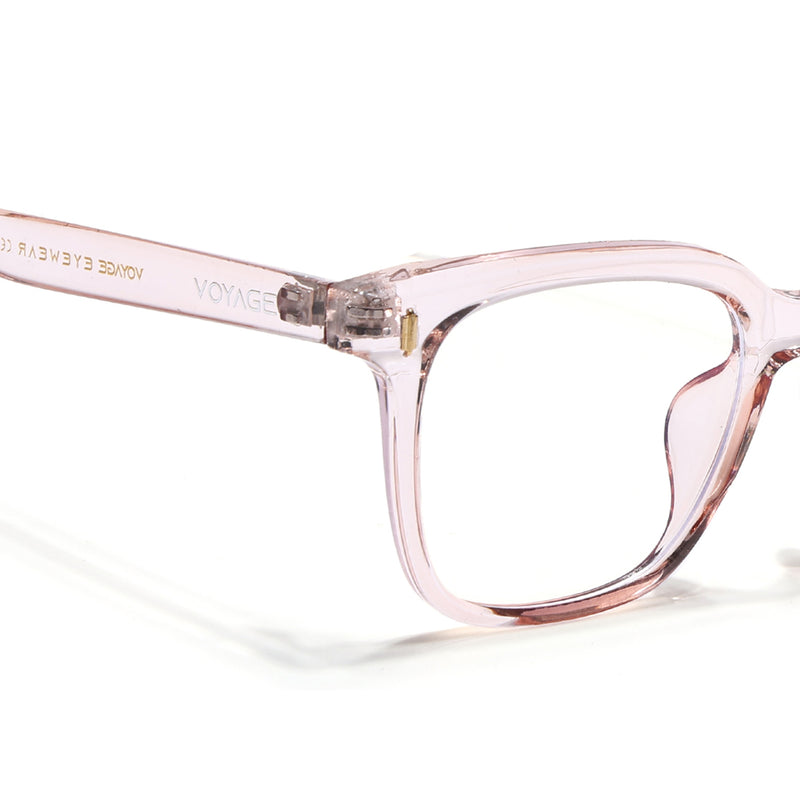 Voyage Air Transparent Pink Square Eyeglasses for Men & Women (TR86013MG4854-C5)