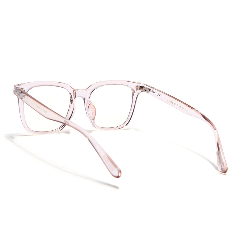 Voyage Air Transparent Pink Square Eyeglasses for Men & Women (TR86013MG4854-C5)