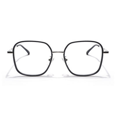 Voyage Black & Silver Square Eyeglasses for Men & Women (TR87302MG5816-C1)