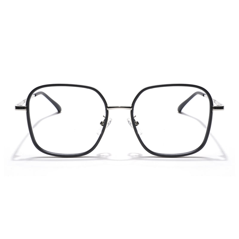 Voyage Black & Silver Square Eyeglasses for Men & Women (TR87302MG5816-C1)