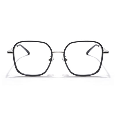 Voyage Black & Silver Square Eyeglasses for Men & Women (TR87302MG5816-C1)