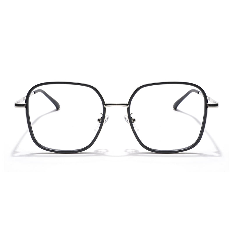 Voyage Black & Silver Square Eyeglasses for Men & Women (TR87302MG5816-C1)