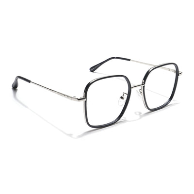 Voyage Black & Silver Square Eyeglasses for Men & Women (TR87302MG5816-C1)