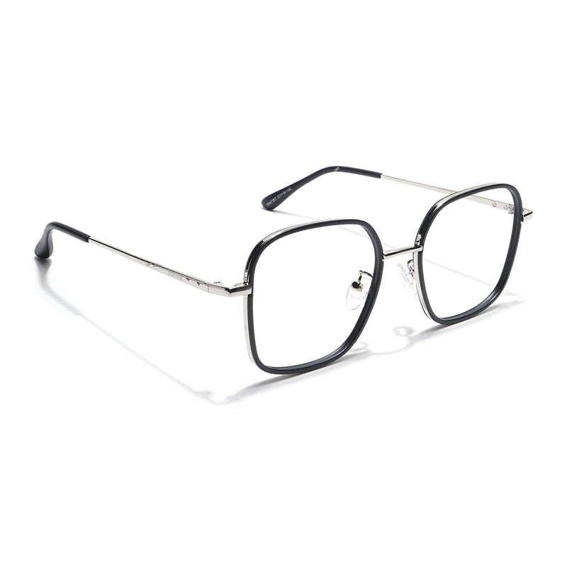 Voyage Black & Silver Square Eyeglasses for Men & Women (TR87302MG5816-C1)