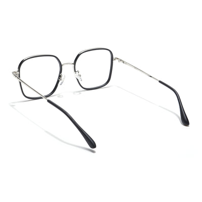 Voyage Black & Silver Square Eyeglasses for Men & Women (TR87302MG5816-C1)