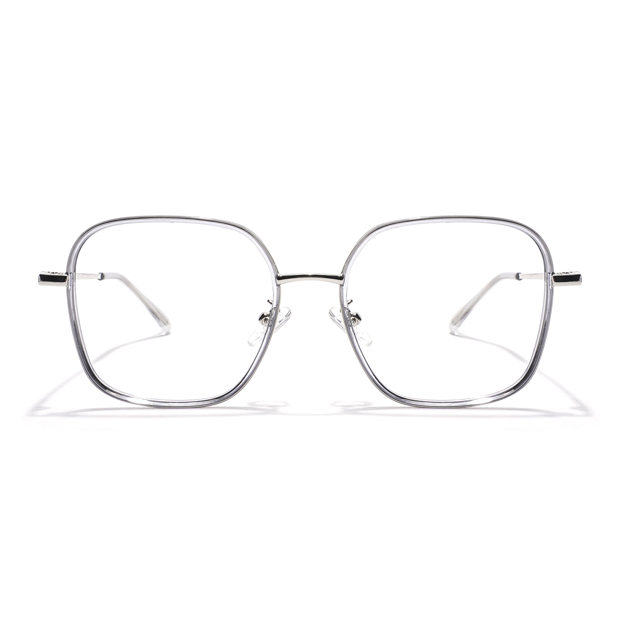Voyage Light Grey & Silver Square Eyeglasses for Men & Women (TR87302MG5818-C3)