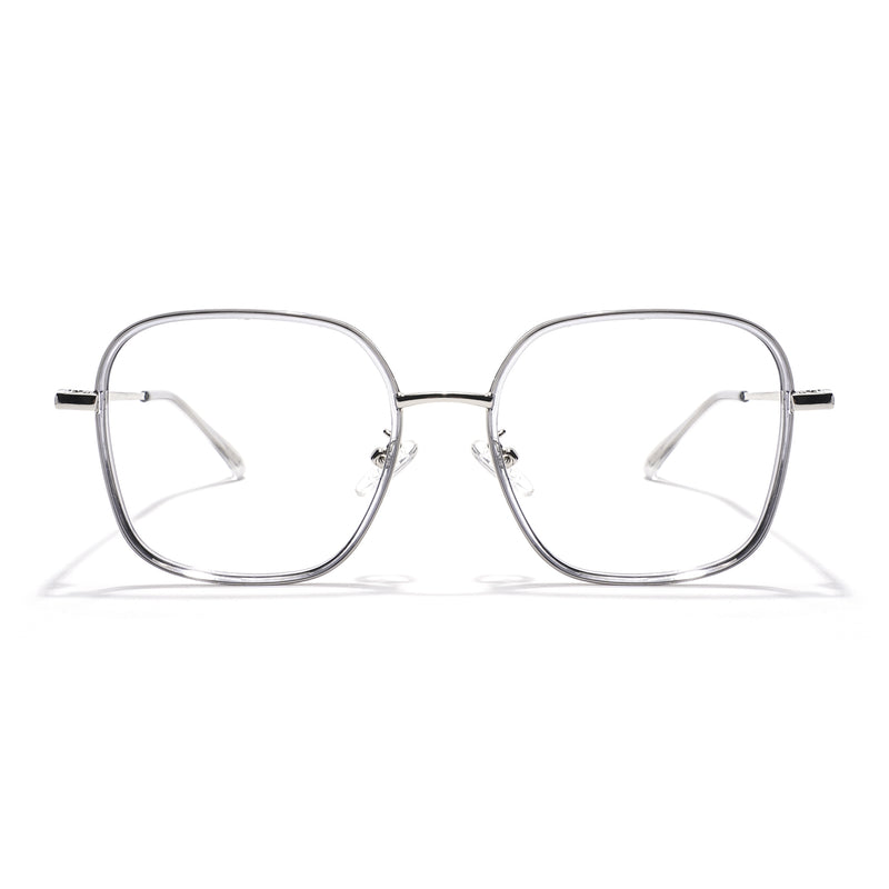 Voyage Light Grey & Silver Square Eyeglasses for Men & Women (TR87302MG5818-C3)