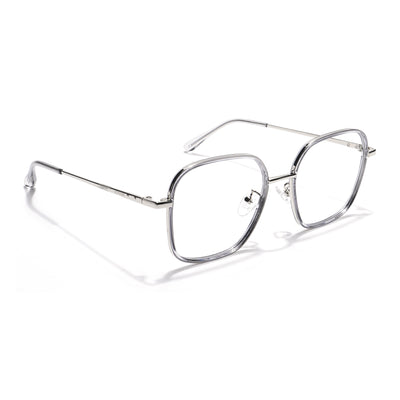 Voyage Light Grey & Silver Square Eyeglasses for Men & Women (TR87302MG5818-C3)