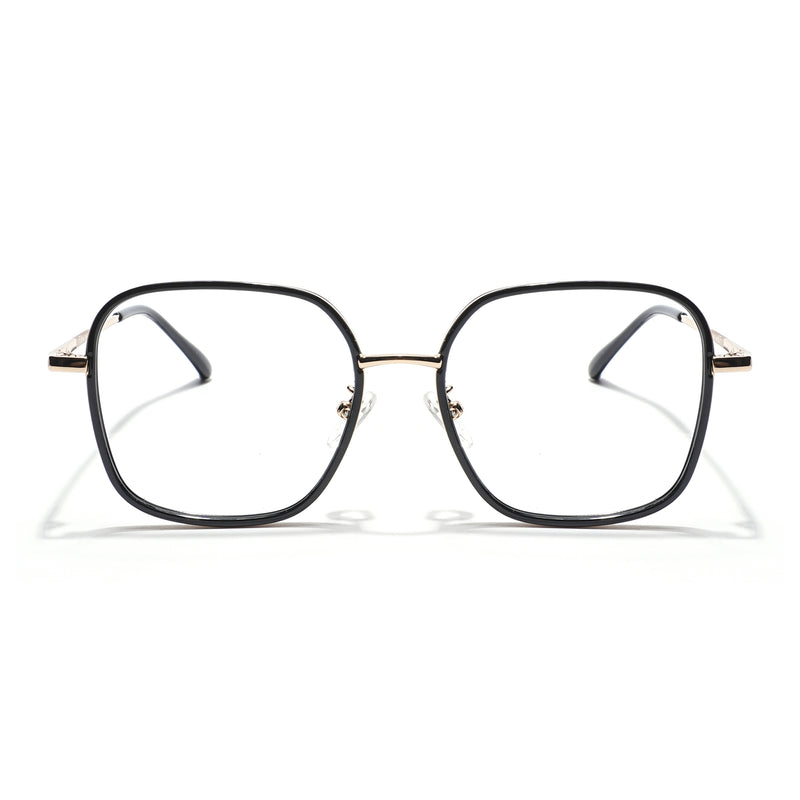 Voyage Black & Golden Square Eyeglasses for Men & Women (TR87302MG5819-C4)