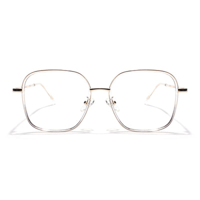 Voyage Golden & Transparent Square Eyeglasses for Men & Women (TR87302MG5820-C5)