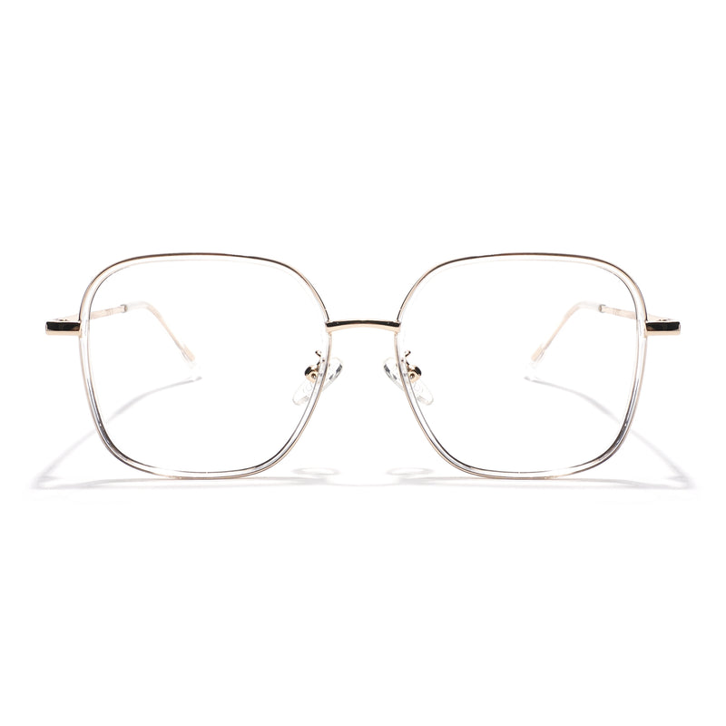 Voyage Golden & Transparent Square Eyeglasses for Men & Women (TR87302MG5820-C5)