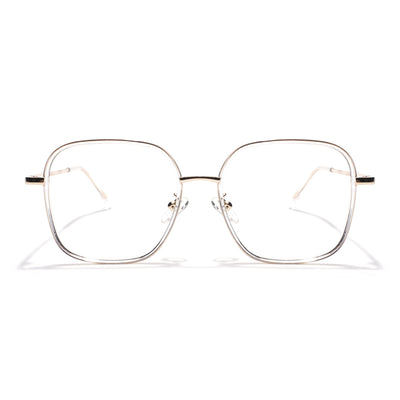 Voyage Golden & Transparent Square Eyeglasses for Men & Women (TR87302MG5820-C5)