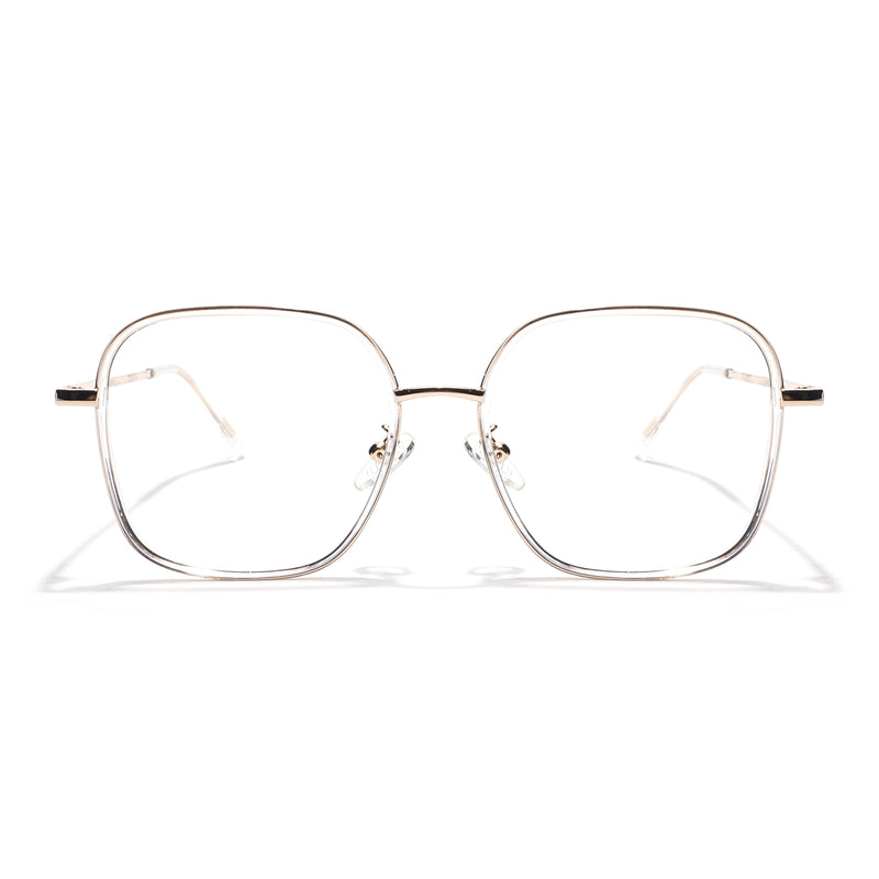 Voyage Golden & Transparent Square Eyeglasses for Men & Women (TR87302MG5820-C5)