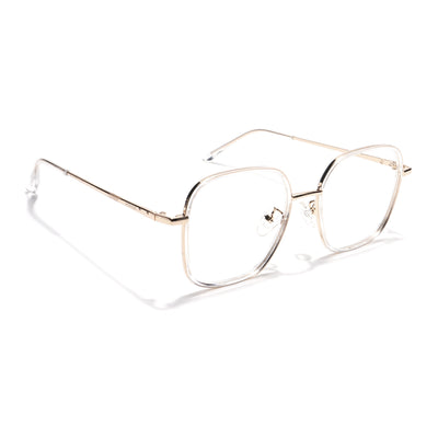 Voyage Golden & Transparent Square Eyeglasses for Men & Women (TR87302MG5820-C5)