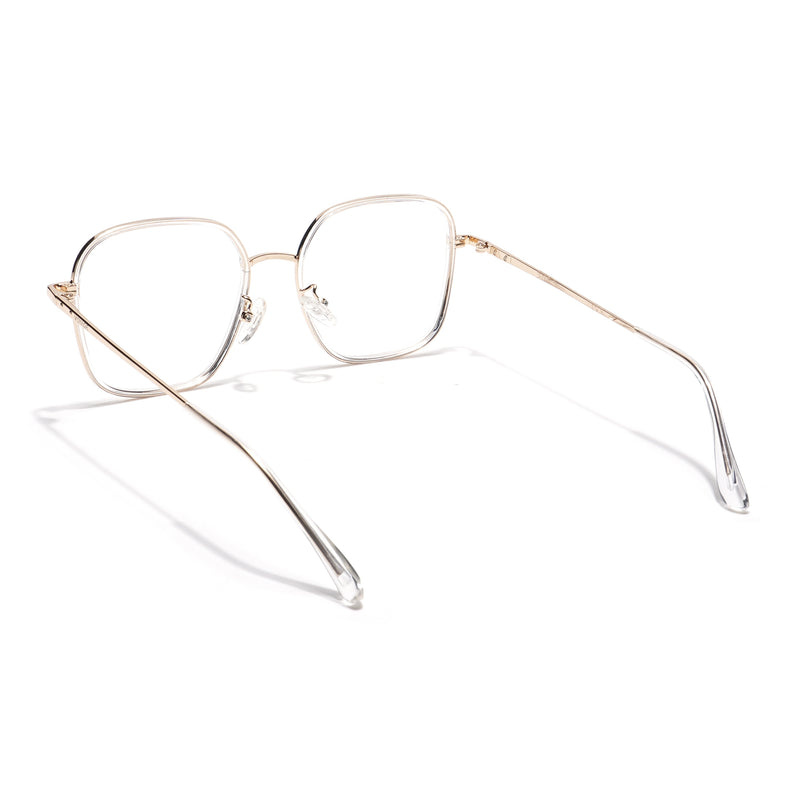 Voyage Golden & Transparent Square Eyeglasses for Men & Women (TR87302MG5820-C5)