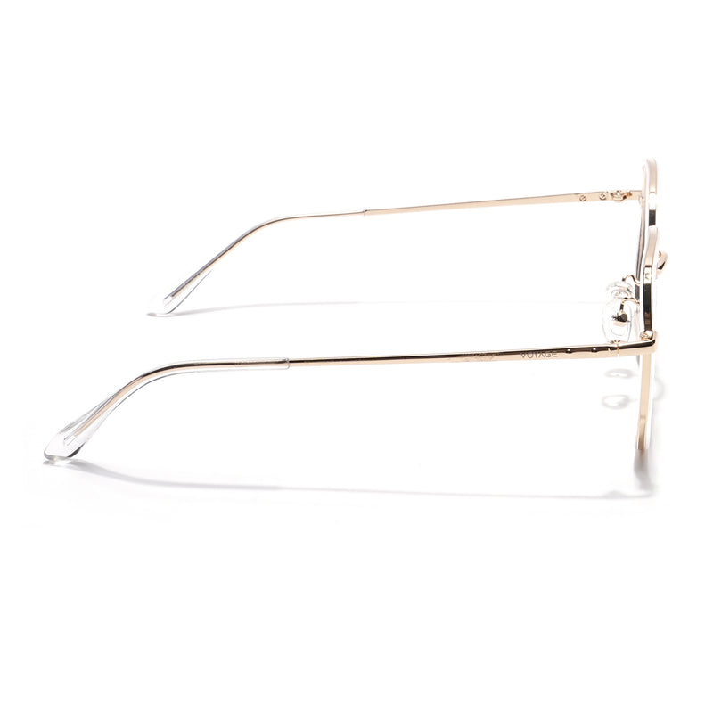 Voyage Golden & Transparent Square Eyeglasses for Men & Women (TR87302MG5820-C5)