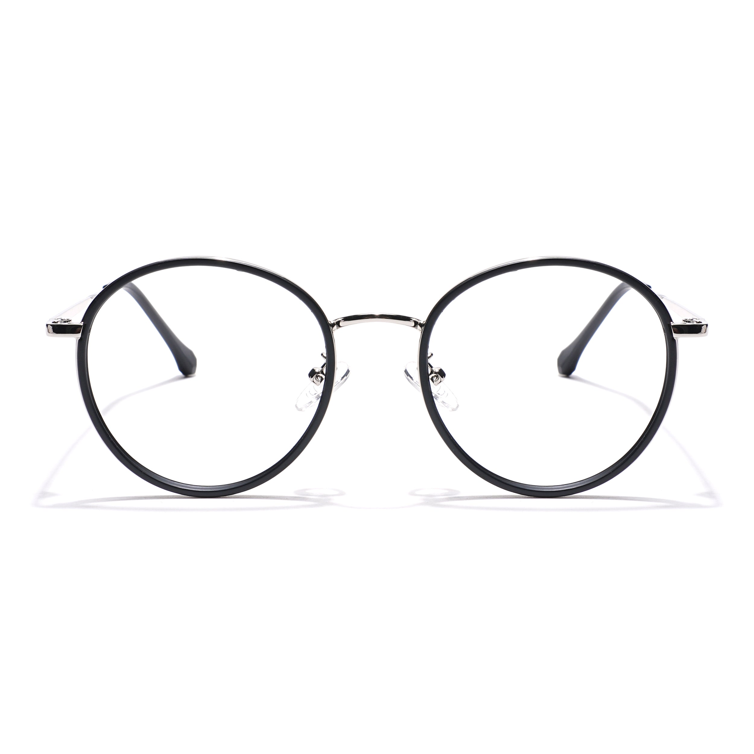 Voyage Black & Silver Round Eyeglasses for Men & Women (TR87312MG5821-C1)