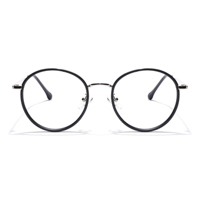 Voyage Black & Silver Round Eyeglasses for Men & Women (TR87312MG5821-C1)