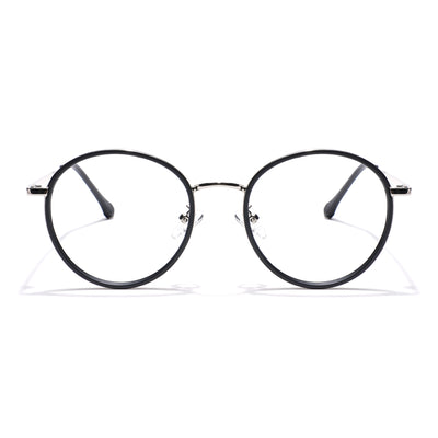 Voyage Black & Silver Round Eyeglasses for Men & Women (TR87312MG5821-C1)