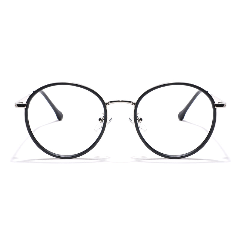 Voyage Black & Silver Round Eyeglasses for Men & Women (TR87312MG5821-C1)