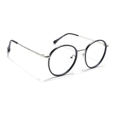 Voyage Black & Silver Round Eyeglasses for Men & Women (TR87312MG5821-C1)