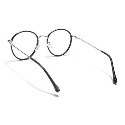 Voyage Black & Silver Round Eyeglasses for Men & Women (TR87312MG5821-C1)