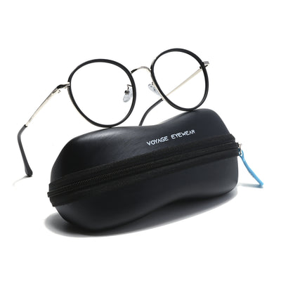 Voyage Black & Silver Round Eyeglasses for Men & Women (TR87312MG5821-C1)