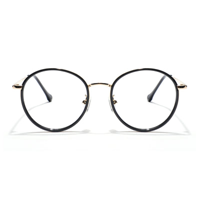 Voyage Black & Golden Round Eyeglasses for Men & Women (TR87312MG5822-C2)