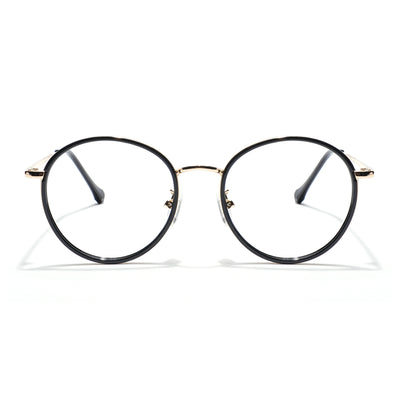 Voyage Black & Golden Round Eyeglasses for Men & Women (TR87312MG5822-C2)