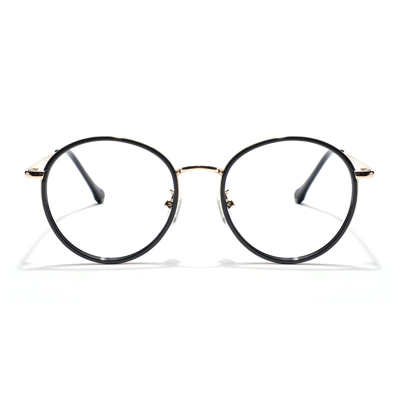 Voyage Black & Golden Round Eyeglasses for Men & Women (TR87312MG5822-C2)