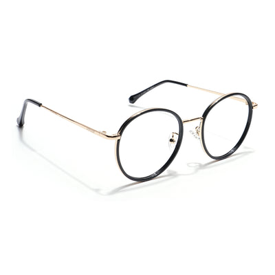 Voyage Black & Golden Round Eyeglasses for Men & Women (TR87312MG5822-C2)