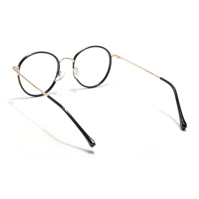 Voyage Black & Golden Round Eyeglasses for Men & Women (TR87312MG5822-C2)