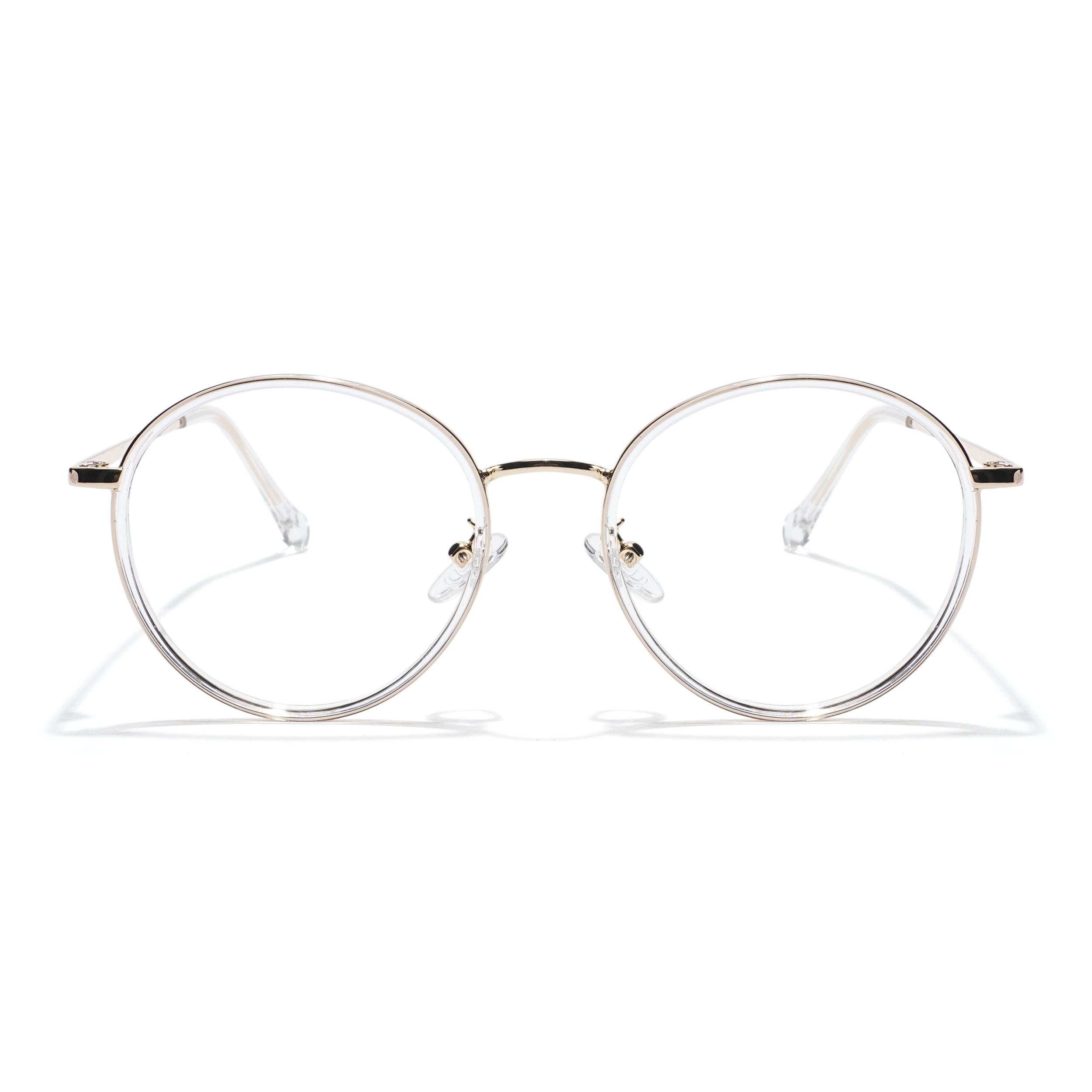 Voyage Transparent & Golden Round Eyeglasses for Men & Women (TR87312MG5823-C3)