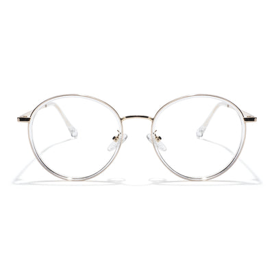 Voyage Transparent & Golden Round Eyeglasses for Men & Women (TR87312MG5823-C3)