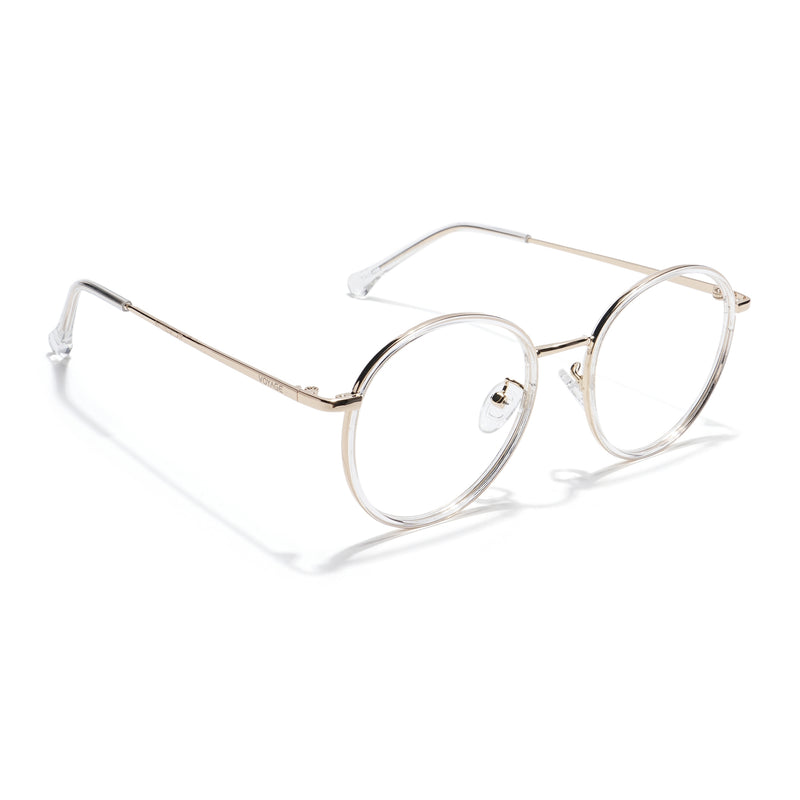 Voyage Transparent & Golden Round Eyeglasses for Men & Women (TR87312MG5823-C3)