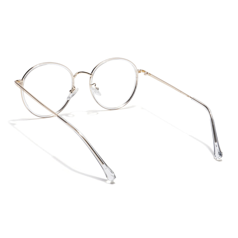 Voyage Transparent & Golden Round Eyeglasses for Men & Women (TR87312MG5823-C3)