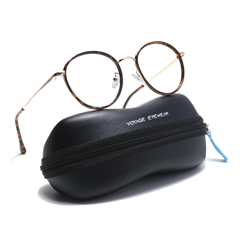 Voyage Demi Brown & Golden Round Eyeglasses for Men & Women (TR87312MG5824-C4)