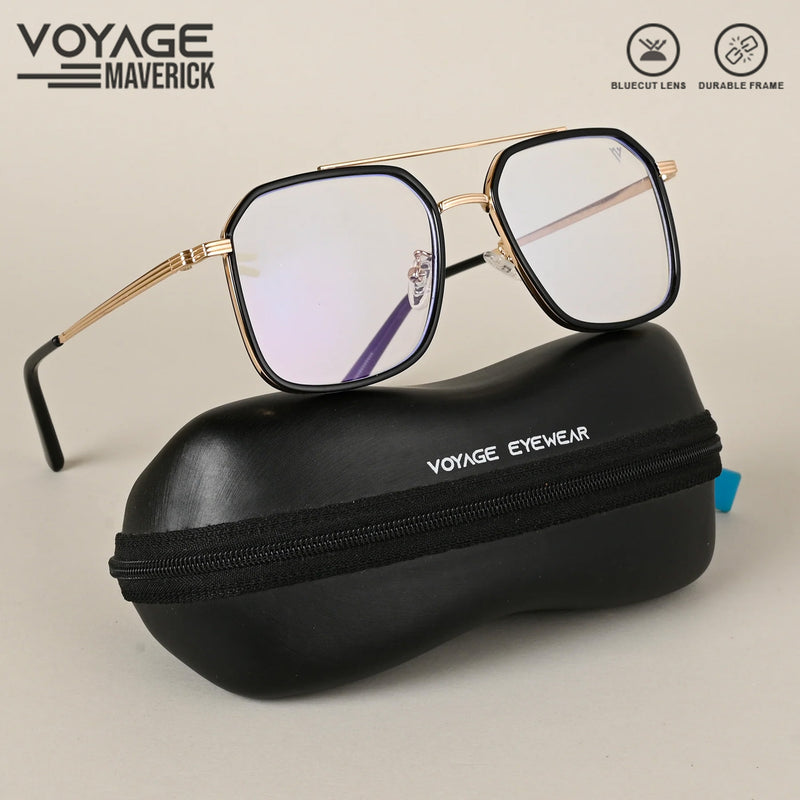 Voyage Maverick Black & Golden  Wayfarer Eyeglasses for Men & Women (TR87313MG4717-C1)