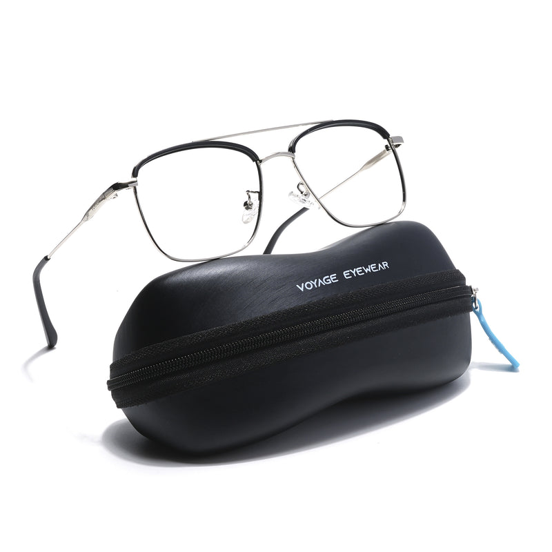 Voyage Black & Silver Wayfarer Eyeglasses for Men & Women (TR87331MG5825-C1)