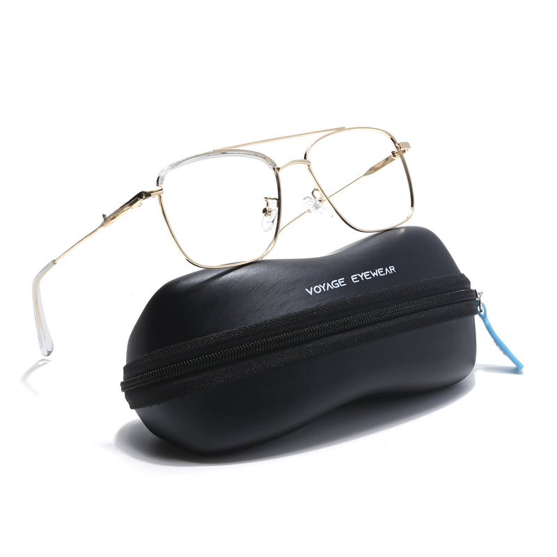 Voyage Golden & Transparent Wayfarer Eyeglasses for Men & Women (TR87331MG5829-C5)