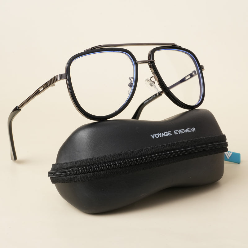 Voyage Black & Grey Wayfarer Eyeglasses for Men & Women (98081MG5274-C1)
