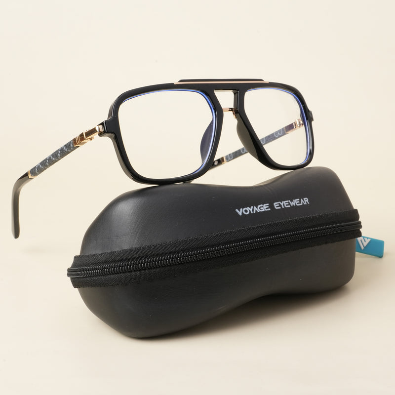 Voyage Shine Black & Golden Wayfarer Eyeglasses for Men & Women (98091MG5278-C2)