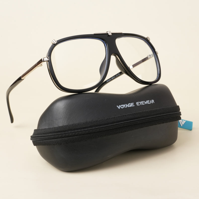 Voyage Black & Silver Wayfarer Eyeglasses for Men & Women (3343MG5220-C1)